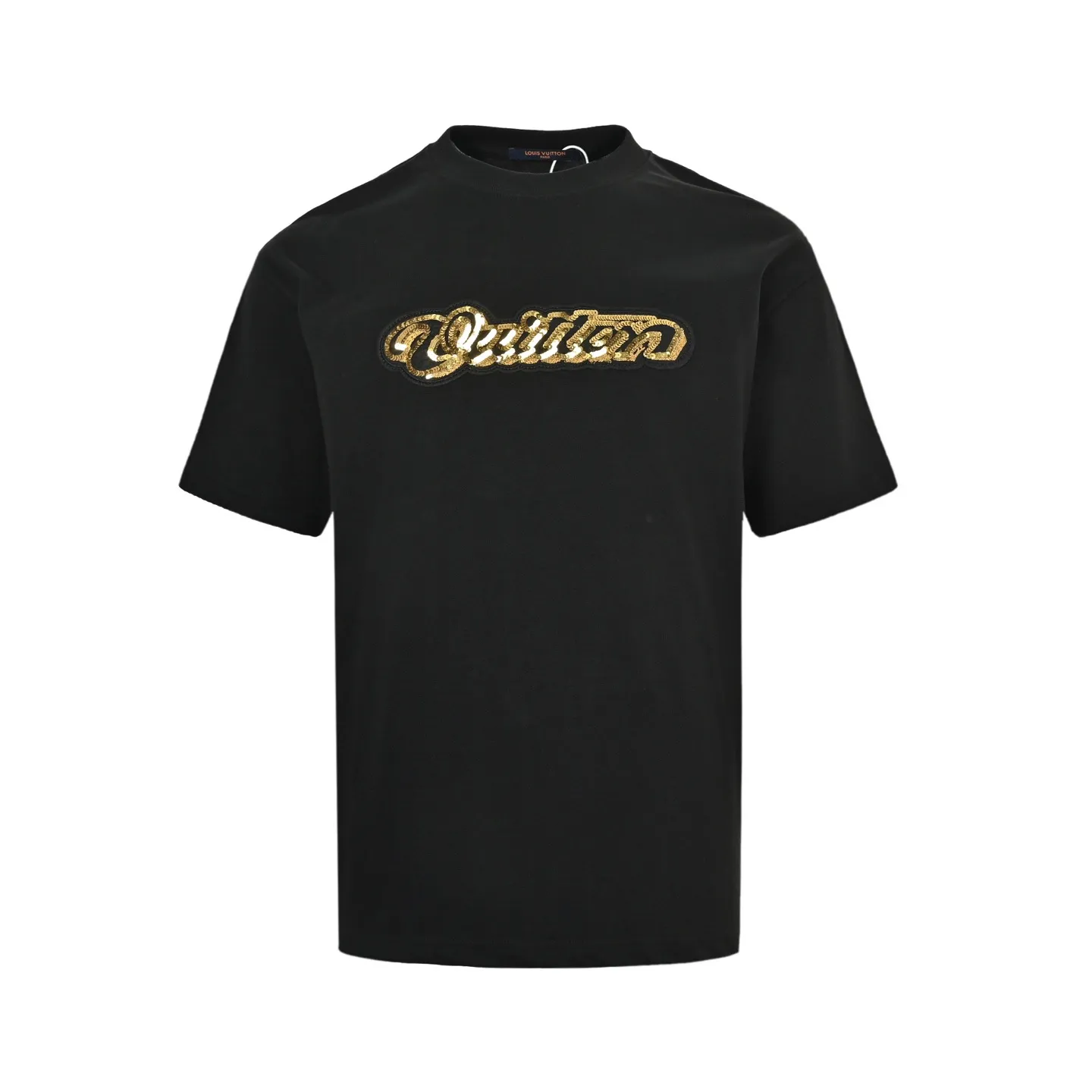 Louis Vuitton/Louis Vuitton Gold sequin letter logo short sleeves